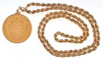 Ausztria 1915. 4D Au "Ferenc József" utánveret, aranyozott(?) keretben és láncon (Br.:37,0...