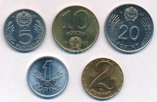 1990. 1Ft-20Ft 5xklf db, kiadatlan forgalmi sor, "Magyar Köztársaság" felirattal, de "...