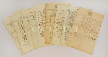 1840 9 db okmány klf címletű, Magyaroroszágon használt szignettával 3,6,10,15,45kr, 1G, 2G, 5G, 8G / 9 documents with 1840 signettas used in Hungary