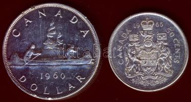 Kanada 1960. 1$ Ag T:2 kis ph + 1966. 50c Ag T:2 k.