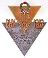 1969. BNV 1969 - Kiváló Szövetkezeti Termékekért OKISZ Vezetőség részben zománcozott, részben aranyozott díjplakett T:2