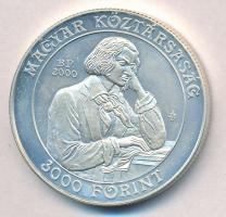 2000. 3000Ft Ag "125 éves a Liszt Ferenc Zeneművészeti Egyetem" tanúsítvánnyal T:BU ujjlen...