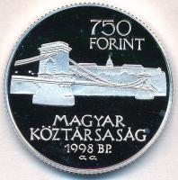 1998. 750Ft Ag "Budapest 125 éves" műanyag tokban, tanúsítvánnyal T:PP 
Adamo EM149