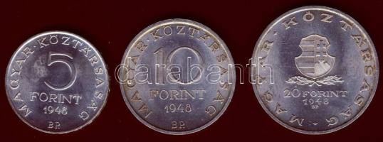 1948. 5Ft Ag, 10Ft Ag, 20Ft Ag "Szabadságharc" sor T:1/2