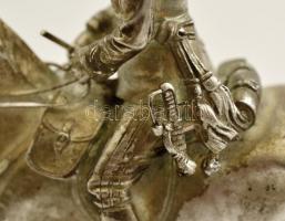 J. C. Klinkosch ezüst műhely (Bécs): Ferencz József a lovon. Ezüst kisplasztika, öntött, vésett és c...