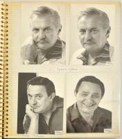 cca 1970 Magyar színészek portré albuma, 29 színész 70 fotója közös albumban, feliratozva, 15x10 cm