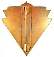 1952. zománcozott Olimpiai jelvény, Rákosi-címerrel (32x35mm) T:1- / Hungary 1952. enamelled Olympic...