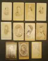 1860-1890 Régi fényképek: Női arc- és mellképek (11db)