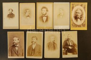 1860-1880 Régi fényképek: Férfi arc- és mellképek (9db)