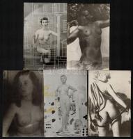 cca 1940-1960 5 db különböző erotikus fotó, 9×14 cm