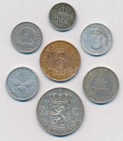 7db-os vegyes külföldi fémpénz tétel, közte Hollandia 1961. 2 1/2G Ag "Julianna", Nagy-Bri...