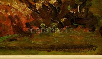 Bosznay jelzéssel: Gellérthegy. Olaj, falemez, keretben, 15×22 cm