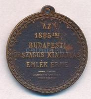 1885. "Az 1885iki Budapesti Országos Kiállítás Emlék Érme"  Br emlékérem füllel. "RUDOLF TRÓNÖRÖKÖS A KIÁLLÍTÁS VÉDNÖKE". "Knopp és Steiner Budapesten" gyártói jelzéssel (30mm) T:2-,3 patina