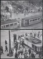 cca 1949 Budapesti villamosok, 3 db mai nagyítás Fekete György (1904-1990) budapesti fényképész hagyatékában fellelt repró negatívokról, 10x15 cm