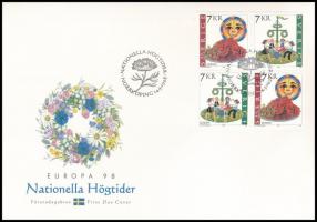 1998 Europa CEPT négyestömb Mi 2058-2059 FDC-n