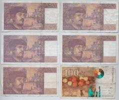 Franciaország 1993. 20Fr (2x) + 1997. 20Fr (3x) + 1997. 100Fr T:III szakadás
France 1993. 20 Francs...