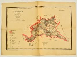 1880 Zágráb megye közigazgatási térképe. Hátsek Ignácz atlaszából. Kiadta Rautmann Frigyes. 1:500000, hajtás mentén ragasztott, 54x38 cm