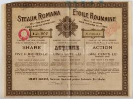 Vegyes: Románia / Bukarest 1927. Steaua Romana háromnyelvű részvény 500L-ről, szelvényekkel, felülbélyegzésekkel + Bukarest 1930. Astra Romana részvény 500L-ről, felülbélyegzésekkel, szárazpecséttel + Amerikai Egyesült Államok 1973. First Charter Financial részvénye, lyukasztással érvénytelenítve T:III,III-