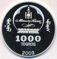 Mongólia 2003. 1000T Ag "Ázsia történelme - Kínai Nagy Fal" (19,72g/0.999) T:PP
Mongolia ...