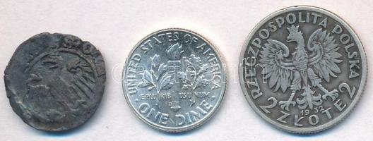 1442A-G Denár Ag "I. Ulászló" (1,01g) + Amerikai Egyesült Államok 1964D 1d Ag "Roosev...