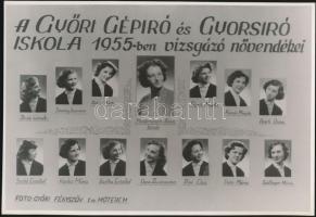 1955 és 1966 Győr, Gépíró és Gyorsíró iskola tanárai és diákjai, 2 db kistabló, nevesített portrékka...