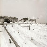 cca 1972 Budapest, Moszkva téri építkezések, 2 db szabadon felhasználható, vintage negatív, 6x6 cm