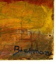 Bachmann jelzéssel: Folyóparton. Olaj, vászon-karton, sérült, 56×79 cm