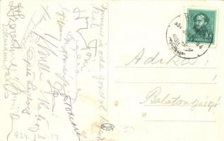 Keszthely, Kossuth Lajos utca 50. Balaton utca sarok, Bocskai étterem, belső pincérekkel (EK)