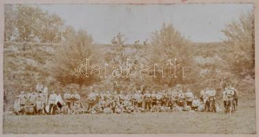 cca 1910 K. u. k. gyalogos csapattest csoportképe terepen, nagyméretű fotó, 20×38,5 cm / Austro-Hungarian Army, group photo, 20x38,5 cm