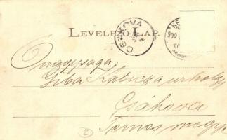 Keszthely, Hullám és Balatoni szállodák, fürdő. Wlaszlovits Gusztáv kiadása, floral Art Nouveau (EK)