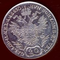 Ausztria 1830. 20K Ag II.Ferenc T:1/2