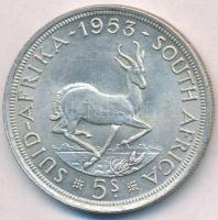 Dél-Afrika 1953. 5Sh Ag II. Erzsébet T:2  South Africa 1953. 5 Shilling Ag Elizabeth II C:XF  Krause KM#52