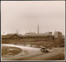cca 1930 Bp. Gubacsi út, A Hajnal Ipari Rt. épülete, fotó, hátulján feliratozva, 13×14 cm
