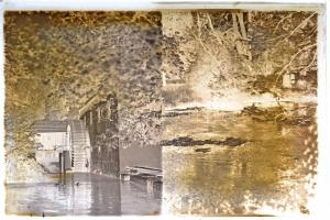 cca 1928 Tatai vízimalom, két felvétel közös üveglemez negatívon, Kerny István (1879-1963) hagyatékából, 9x7 cm