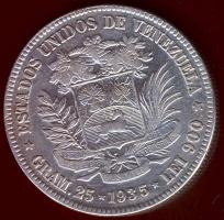 Venezuela 1935. 5B / Gram 25 Ag T:2