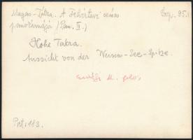 cca 1910 Magas-Tátra, a Fehértavi-csúcs panorámája, Erdélyi Mór felvétele, hátulján feliratozva, 11,...