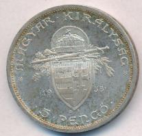 1938. 5P Ag "Szent István" T:2 patina 
Adamo P8.1