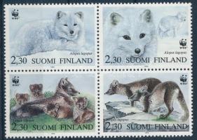 WWF: Sarki rókák négyestömb + 4 FDC WWF Arctic foxes block of 4 + 4 FDC