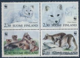 WWF Arctic foxes block of 4 + block of 4 on 4 FDC WWF: Sarki rókák négyestömb + négyestömb  4 FDC-n