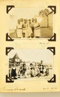 1928-1943 Sportoló leány vizuális naplója 172 db fotóval, a képek többsége datált, feliratozott, a napló gerince javításra szorul, 4x6 cm és 12x16 cm között