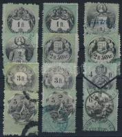 1870 12 db Forintos okirati illetékbélyeg / 12 fiscal stamps