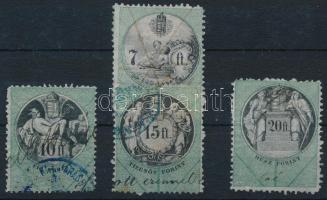 1870 4 db klf Forintos okirati illetékbélyeg (30.000) / 4 fiscal stamps