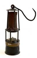 Régi bányászlámpa (Davy-lámpa), fém, jelzett (Friemann&Wolf), m: 30 cm