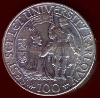 Csehszlovákia 1948. 100K Ag "Károly Egyetem" T:1/2