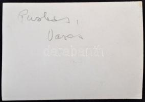 cca 1950 Puskás Ferenc a Vasassal, fotó, hátulján feliratozva, 6,5×9 cm