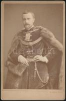cca 1880-1890 Széchényi Manó (1858-1926) miniszter, diplomata, keményhátú fotó, Theodor Prümm műterméből, hátulján feliratozva, 17×11 cm