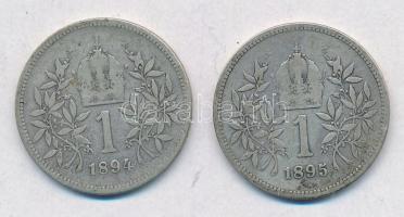 Ausztria 1894-1895. 1K Ag "Ferenc József" (2x) T:2-,3
Austria 1894-1895. 1 Corona "F...
