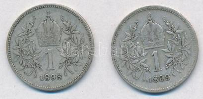 Ausztria 1898-1899. 1K Ag "Ferenc József" (2x) T:2-
Austria 1898-1899. 1 Corona "Fra...