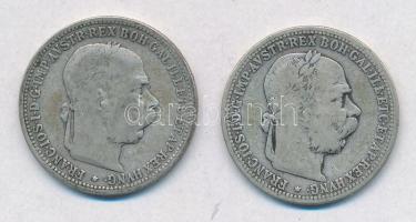 Ausztria 1893-1898. 1K Ag "Ferenc József" (2x) T:2-,3 Austria 1893-1898. 1 Corona "Franz Joseph" (2x) C:VF,F Krause KM#2804