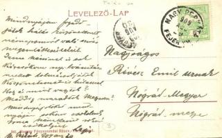 Nagyperkáta, utcakép, üzlet. floral Art Nouveau